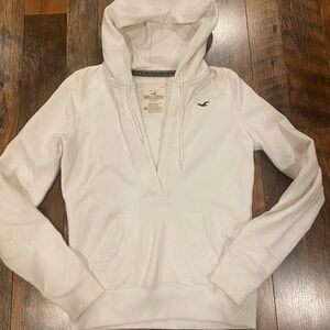 Vintage Hollister Women's V-Neck white pullover hoodie Sweater size medium